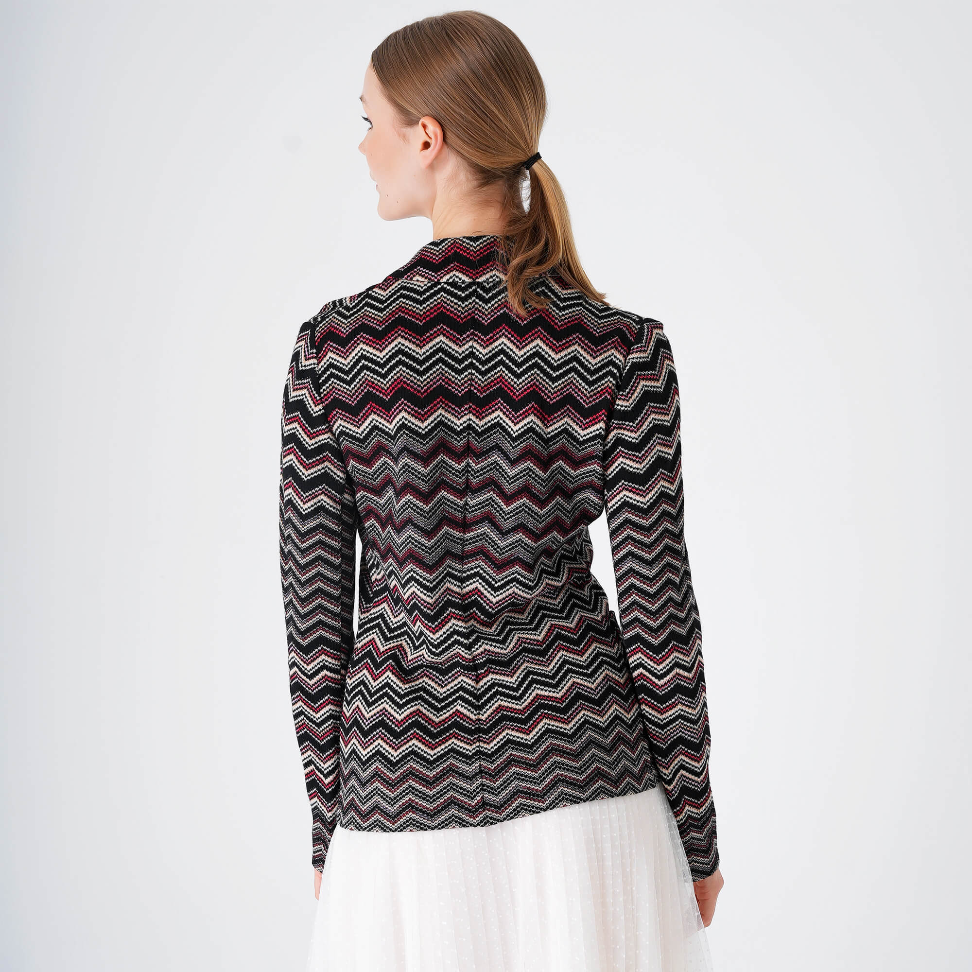 Missoni Mare - Black&Pink&Beige Zigzag Knitted Blazer Jacket 